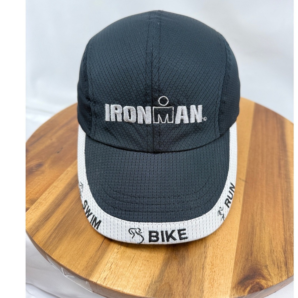 Ironman Running Hat OSFM Black Polyester Headsweats Performance Adjustable Gym